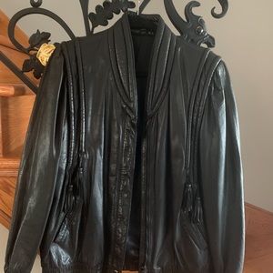 Classic leather bomber jacket